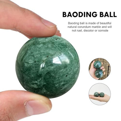 Traditional Chinese Baoding Balls, Marble Health Exercise Stress Relief Balls, Dark Green, 2-Piece Set (Dark Green, Medium-1.57") - color: Dark Green, size: Medium-1.57"