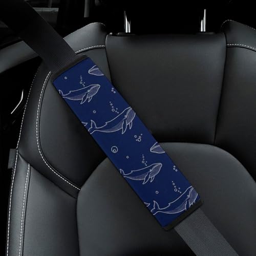 2 Pack Universal Soft and Comfortable Seat Belt Cover for Kids, Car Seats Pushchair Strollers High Chair Pushchair, Navy Blue Whales Seat Belt Cushion - color: Pattern 547