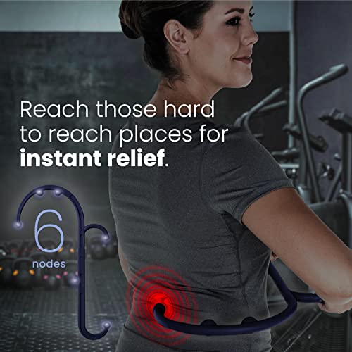 LiBa Back and Neck Massager Trigger Point Hook Therapy Tool Navy | Manual massage hook for pain relief, handheld back neck shoulder massager targets trigger points, ergonomic therapy - color: C. Navy