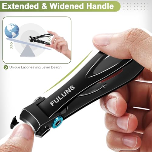 Toenail Clippers for Men Thick Toenails with 16MM Wide Jaw Opening, Large Nail Clippers for Seniors Thick Nails with Long Handle, Heavy Duty Sharp Slanted Nail Cutter Gifts for Men Women Adults - style: Black Slanted Nail Clippers Set