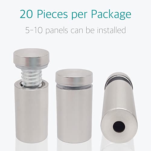 Lantee 20 Pcs Sign Standoffs, 1/2 x 2 Inch (12x50mm) Stainless Steel Standoff Screws, 45mm Extra Long Barrel Wall Mount Hardware for Acrylic & Glass Signs, Brushed Finish Slim Bulk Pack - color: Silver, size: 1/2" x 2" / 12 x 50mm