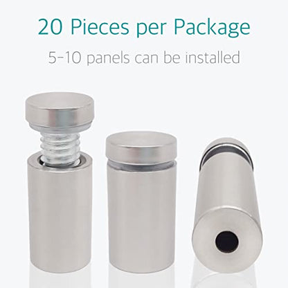 Lantee 20 Pcs Sign Standoffs, 1/2 x 2 Inch (12x50mm) Stainless Steel Standoff Screws, 45mm Extra Long Barrel Wall Mount Hardware for Acrylic & Glass Signs, Brushed Finish Slim Bulk Pack - color: Silver, size: 1/2" x 2" / 12 x 50mm