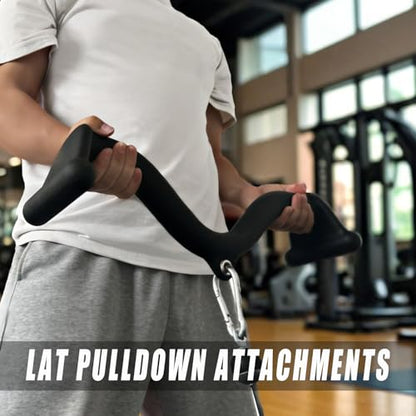 BLUSLM Lat Pull Down Bar T bar Row Attachment, V Bar Tricep Lat Pulldown Attachments, Back Strength Training Bar for Home Gym Exercise Cable Machine Attachments - color: Black 03