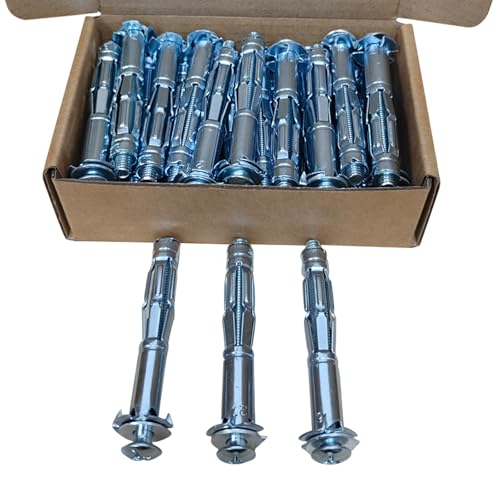 30 Pcs Zinc Plated Steel Molly Bolts Hollow Drive Wall Anchors Screws Set | M6*65 Hollow-Wall Anchors Drywall for(0.55"-1.06"),Holds Up to 65 Lbs,Perfect for TVs,Curtain Rods,Picture frame - size: M6*65