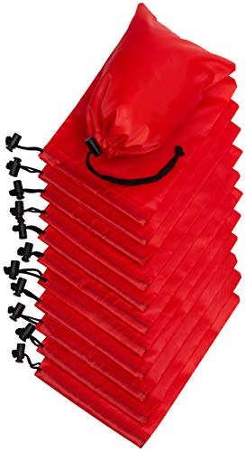 PALTERWEAR Drawstring Pouch (5 x 7 Inch - 12 Pack - Red) Small Nylon Cinch Bag with Toggle for Travel, Gym and Storage - color: Red, size: 5 x 7 - 12 pack