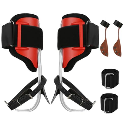 Tree Climbing Spikes Set,Tree Climbing Gear, 1 Pair Alloy Steel Climbing Spurs,350lbs Load Capacity, Arborist Equipment for Climbers, Fruit Picking and Lumberjack - color: Red Climbing Spikes Set B