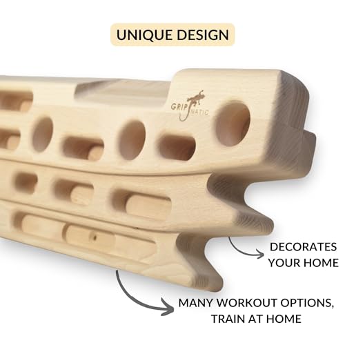 FingerPeg 1.0 Hangboard – Fingerboard Training Board for Climbing with Pull-Up Bars – Sleek Wooden Climbing Board with Ergonomic Design – Supports up to 265 lbs - style: Fingerpeg 1.0 + Spherical Holds