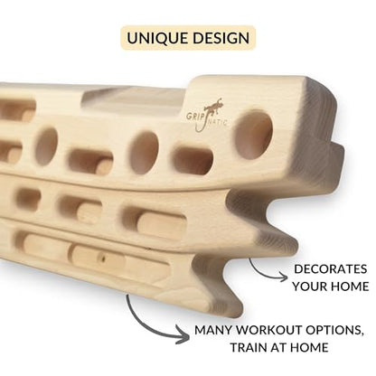 FingerPeg 1.0 Hangboard – Fingerboard Training Board for Climbing with Pull-Up Bars – Sleek Wooden Climbing Board with Ergonomic Design – Supports up to 265 lbs - style: Fingerpeg 1.0 + Spherical Holds