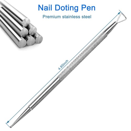 Manicure Kit for Women, 2-Piece Stainless Steel Nail Tools with Double-Ended Cuticle Pusher & Cuter, Gel Polish Remove Tool & Nail Dotter Pen for Nail Art, Home and Salon - size: Dotting Pen
