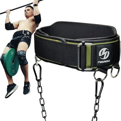 2-in-1 Weightlifting Belt & Dip Belt with 41 IN Steel Chain, Double-Layer Design, Powerlifting Gym Belt for Pull Up, Squat, Deadlifts & Added Weight Training, Unisex for Men & Women - size: Medium