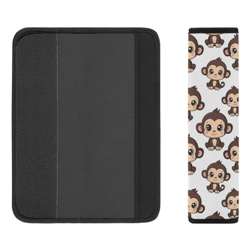 1 Pair Universal Fit Seat Belt Cover for Elderly Support, Most Cars, Cute Monkeys Seat Belt Cushion, Neck and Shoulder Support - color: Pattern 788