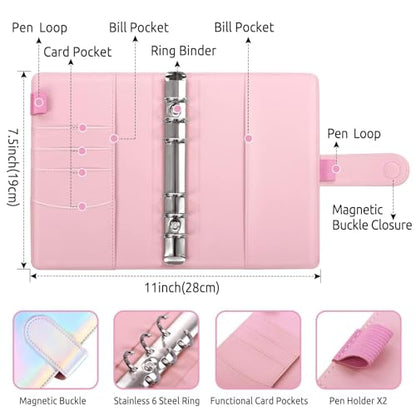 SKYDUE Budget Binder, Money Saving Binder with Zipper Envelopes, Cash Envelopes and Expense Budget Sheets for Budgeting - color: Laser Silver