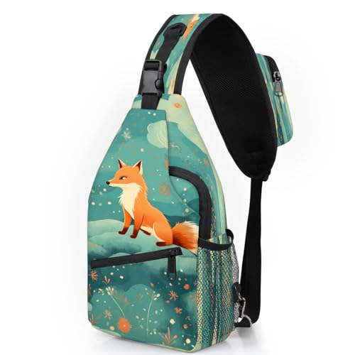 Fox Animals Sling Bags for Women Men, Waterproof Crossbody Sling Backpack Travel Outdoor Sports Chest Bag - color: White