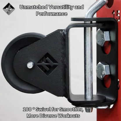 F&F STEEL Rack Mounted Swivel Pulley - 180 Degree Smooth-Glide Pulley for Full-Body Workouts, Home Gym Compatible - style: RMSP - Black Plastic Wheel