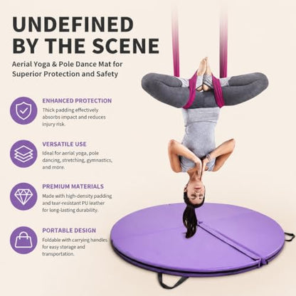 HARELA Pole Standard Dance Mat - Foldable Crash Mat, Fitness Gymnastic Yoga Safety Protection Pad, for Fitness Gymnastics Yoga Home Studio, 4 Panel Foldable - color: Purple, size: 200*5cm/78.7*2"