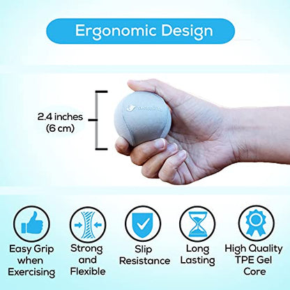 Serenilite Hand Therapy Exercise Stress Ball Bundle - Tri-Density Stress Balls for Adults & Grip Strengthening - color: Cloud, Sea Breeze, Titanium Set