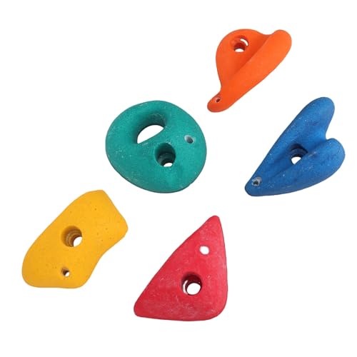 5Pcs Climbing Holds, Colorful Resin Fiber Kids Climbing Rocks, Indoor Outdoor Holds with Mounting Accessories
