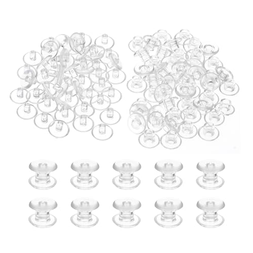 PATIKIL M5x4mm Plastic Binding Post, 50 Sets Plastic Chicago Screws Binding Screw Rivet Post Press-on Buckle for Leather Scrapbook Photo Albums, Transparent - color: Transparent, size: M5x4mm