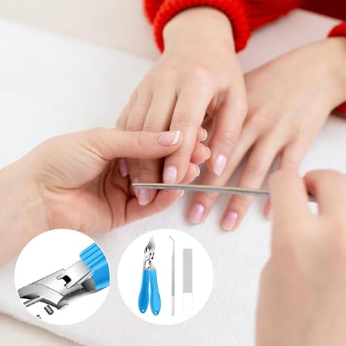 Side Nail Clippers | Heavy Duty Anti-Splash Nail Trimmer - Thick Fingernail Cutter - for Kids Adults Seniors Men Women Home Office School Travel Fingernails - color: Blue