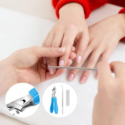 Side Nail Clippers | Heavy Duty Anti-Splash Nail Trimmer - Thick Fingernail Cutter - for Kids Adults Seniors Men Women Home Office School Travel Fingernails - color: Blue