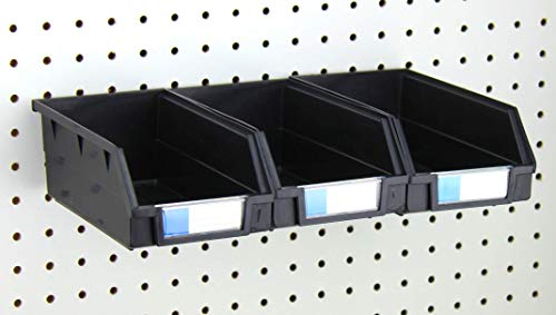 Pegboard Bins – 3 Pack Black Extra Large - Hooks to Any Peg Board - Organize Hardware, Accessories, Attachments, Workbench, Garage Storage, Craft Room, Tool Shed, Hobby Supplies, Parts - color: Black, size: 7 Inch (Pack of 3)