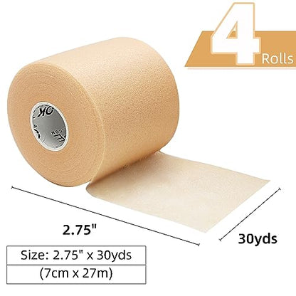 OK TAPE 4 Rolls White Athletic Tape and 4 Rolls Beige Pre Wrap Tape