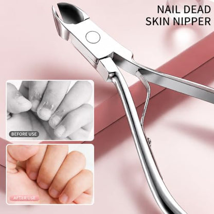 Nail Clippers Kit Manicure Pedicure Set with Holographic Case(Pink) | 12-Piece Set with Thicker Steel, Precision-ground Cutting Edges, and Smooth-finished Tools for Clean, Precise Trimming. - color: Pink