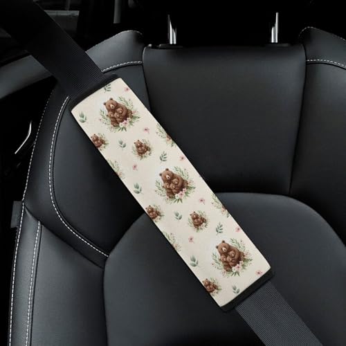 2 Piece Cute Bear Cabin Wild Animal Car Seat Straps Shoulder Pads Universal Fit Automotive Seat Belt Protector for Kids, Car Seats Pushchair Strollers High Chair Pushchair - color: Pattern 264