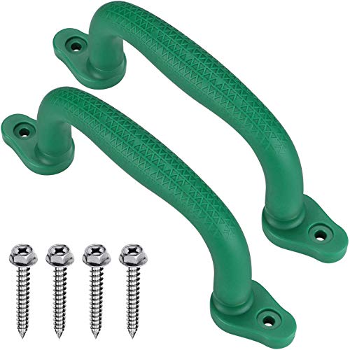 SELEWARE Green Playground Safety Handles 2Pcs Kids Playground Grab Handles | Non-Slip Durable Plastic Handle Indoor Outdoor Playset Handle for Playhouse, Treehouse, Climbing Frame, Jungle Gym, Swing Set - color: Army Green (2 Pack)