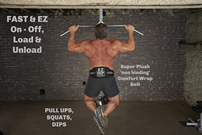 Belt with Chain, Dumbbell Hooks, Weight Plate Pin - Belt Squat Belt - Pull Up Weight Belt - Weighted Dip Belt - Chain Dip Belt - 505# Load Tested & Rated!