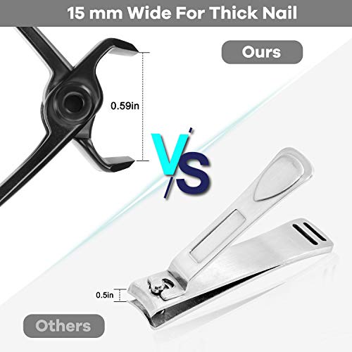 Toenail Clippers for Seniors & Thick Nails | Heavy Duty Stainless Steel, Wide Jaw, Men, Women, Elderly, Manicure Set