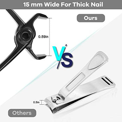 Toenail Clippers for Seniors & Thick Nails | Heavy Duty Stainless Steel, Wide Jaw, Men, Women, Elderly, Manicure Set