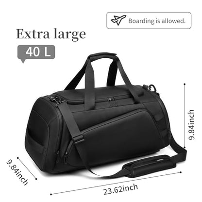 reeyee 40L Travel Duffle Bag for Men, Authentic Cordura Waterproof Gym Bag with Shoe Compartment & Wet Pocket, 3-in-1 Convertible Weekender Carry On Backpack for Sports, Hiking & Camping