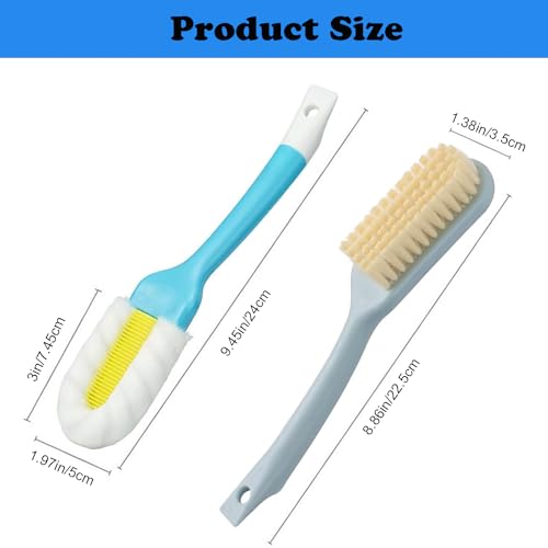 2Pack Shoe Cleaning Brush,Sneaker Shoe Cleaner Brush, Soft Bristle Cleaning Shoes Scrubber,Long Handle Shoe Scrubbing Brush,White Sneaker Cleaner Brush,Shoe Brushes for Cleaning (Blue) - color: Blue