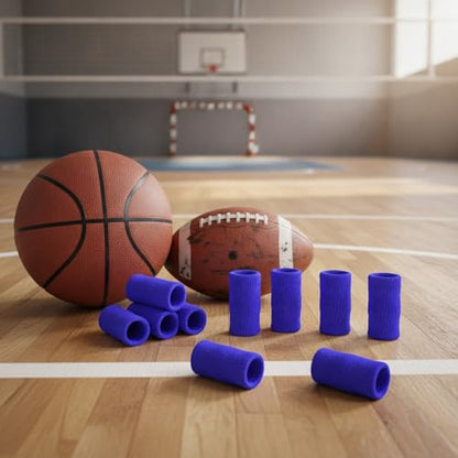 10-Pack Nylon Finger Sleeves for Basketball & Football, Snug Fit, Durable Sports Cover - color: Blue