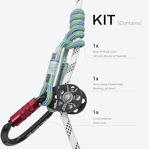 GM CLIMBING Swing Cheek Micro Pulley 30kN CE UIAA Certified - color: Pulley Kit | Bushing, Twist Lock