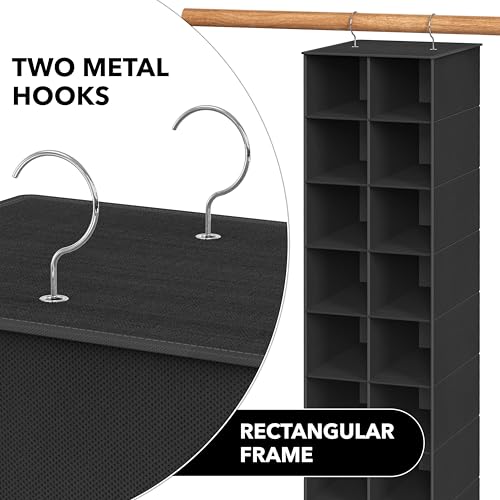 Simple Houseware 20 Section Shelves Hanging Shoes Organizer, Black | Dual Metal Hooks, 10 Tier, Holds Up to 20 lbs, for Narrow Space - color: Black