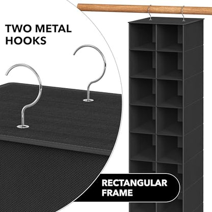 Simple Houseware 20 Section Shelves Hanging Shoes Organizer, Black | Dual Metal Hooks, 10 Tier, Holds Up to 20 lbs, for Narrow Space - color: Black