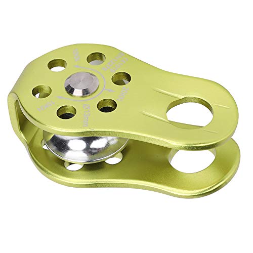 20KN Small Rope Pulley, Rock Climbing Pulley with Ball Bearings for Rock Climbing, Traction, Transportation, and More - color: Green