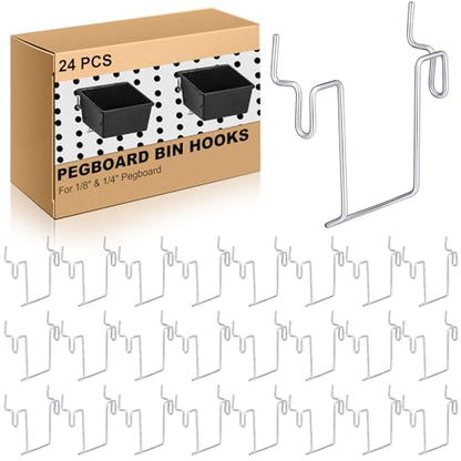 Tandefio 12 Pcs Pegboard Bin Hooks Metal U Hook Heavy Duty Peg Board Hangers for Hanging Tool Display Organizer Accessories for 1/8 Inch and 1/4 Inch Pegboard or Slatwall Room Office Kitchen Workshop
