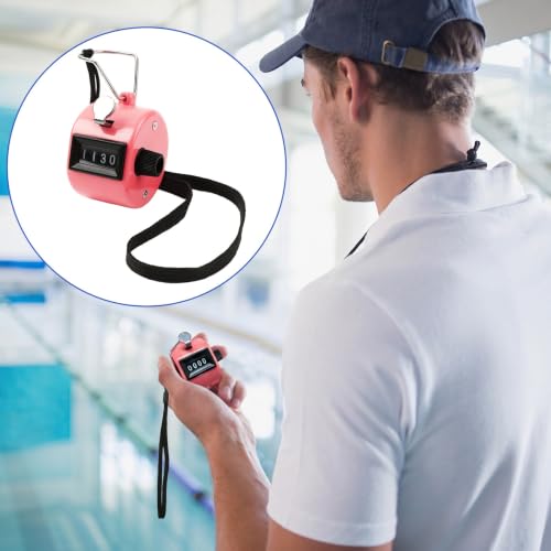 FEBSNOW 2 Pack Tally Counter Clicker 4 Digit Number for School Event | For Row Sport School Event Coaches, Mechanical 4 Digit Counting, Handheld People Clicker Counter - color: White Pink