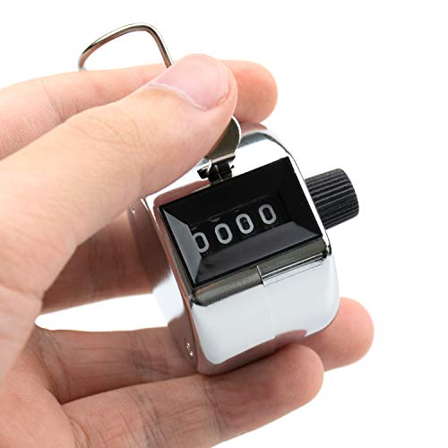 Foraineam 6 Pack Metal Hand Tally Counter Digital Lap Counter Clicker Handheld Mechanical Number Click Counters for Knitting, Coaching, Fishing, Golf, Lap, Baseball, Row Sport