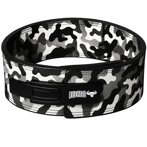 IBRO Powerlifting Lever Gym Belt – Power 8MM, 10MM or 13MM Extreme Heavy Duty Genuine Leather Belts - Squats Deadlifts Bodybuilding Weight Lifting IPF Power Lifting Strongman for Men - color: 10mm Grey Camo, size: XX-Large