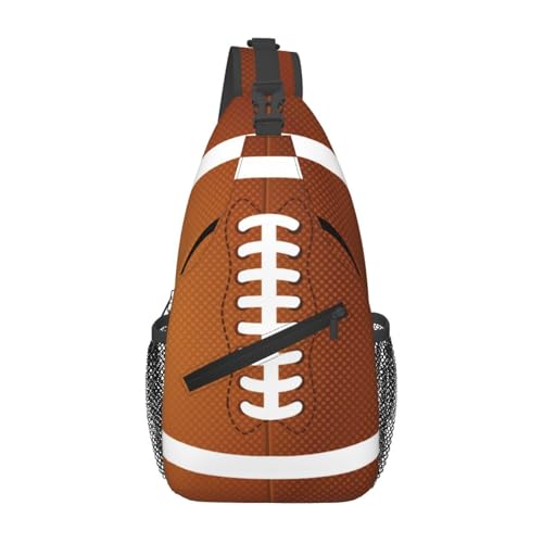 Football Print Crossbody Sling Bags for Women Men American Football Rugby Ball Pattern Travel Sling Backpack Casual Shoulder Bag Sports Ball Team Popular Art Gym Sports Hiking Daypack - color: Orange White