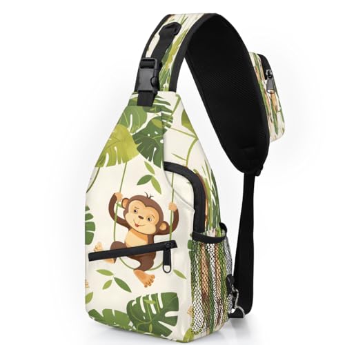 Monkeys Sling Bags for Women Men, Waterproof Crossbody Sling Backpack Travel Outdoor Sports Chest Bag - color: Pink
