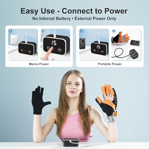 Rehabilitation Robot Gloves, Finger Exerciser for Stroke Recovery Hand Glove Equipment Hand Function Rehabilitation (Orange Left Hand S) - size: Left Hand S