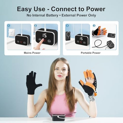 Rehabilitation Robot Gloves, Finger Exerciser for Stroke Recovery Hand Glove Equipment Hand Function Rehabilitation (Orange Right Hand XL) - size: Right Hand XL