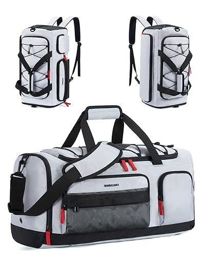 BAGSMART Gym Bag for Men, Athletic Sports Backpack Travel Hiking Duffel | 3-In-1 Gym Bag for Travel Clothes & Padded 13.3" Laptop, with Waterproof Wet Pocket & Shoe Compartment for Travel Camping - color: Grey, size: 63 L Large