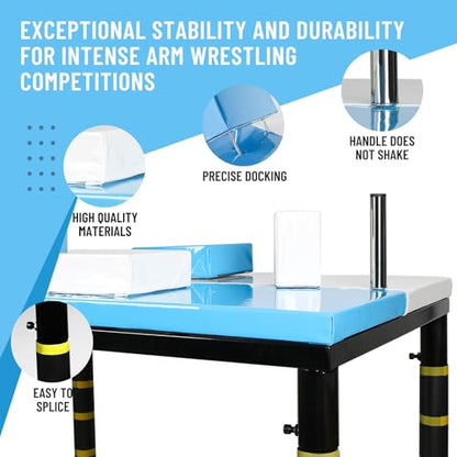 INNOLIFE Arm Wrestling Battle Table with Wrist Rope, Arm Strength Training Equipment Competition Training Arm Wrestling Table for Use in Home Gym, Blue