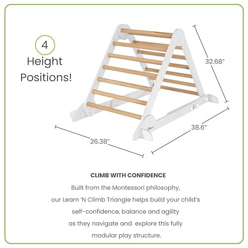 Little Partners Learn 'N Climb Foldable Wooden Climbing Triangle, Wood Climbing Gym for Toddlers, Triangle Climber for Skill-Building and Active Play, White & Natural - color: White W/ Natural